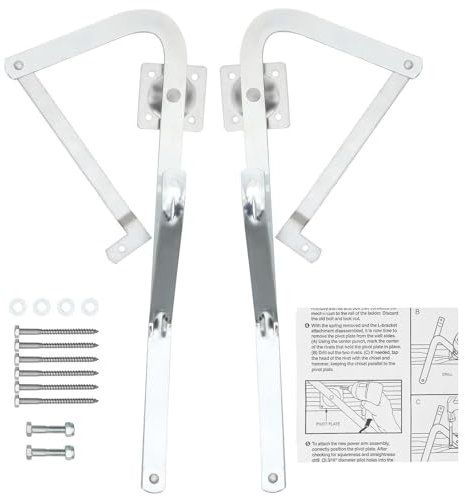 Monozoz Attic Ladder Hinge Arms | Heavy Duty Hinge Arm Set | Attic Ladder Parts Hardware Kit, Spreader Hinge Arms, Attic Ladder Accessories