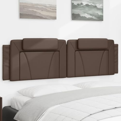 Homgoday Kopfteil-Kissen Bett Kopfkissen Kopfteilpolster Rückenkissen Kopfbedeckungen Wandkissen Bettkopfteil Rückenlehne für Bett Schlafzimmer Braun 180 cm Kunstleder