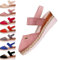 2024 Nouvelles Sandales compensées à Plateforme élastique pour Femmes Espadrilles à Bout fermé été antidérapant Plage Chaussures habillées décontractées (Rose,EU-39)