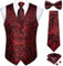 Herren Weste und Krawatte mit Blumenmuster, vorgebundene Fliege, Einstecktuch, Manschettenknöpfe, Kleid, klassische Business-Weste für Herren, 5 Stück, MJ-0127-LH-0221, XL