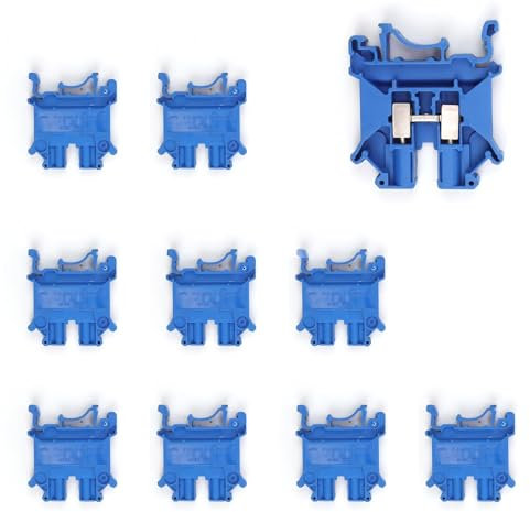 SHENGYIG 10 Stück Reihenklemmen Hutschiene, Schienenanschlussblöcke, Blau, Flammhemmende Nylon-PA66-Hülle, Reihenklemmen, Geeignet für die Wartung und Installation von Verteilerschränken