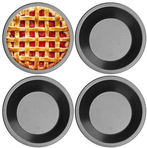 Mini moules à tarte, 4 mini moules à tarte antiadhésifs, 10,9 x 3 cm, plats à tarte, moule à pizza rond en acier au carbone pour gâteaux au four, quiches, tartes, desserts. Mini moules à tarte. M