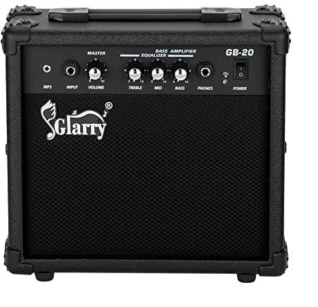 GLARRY Amplifier for Electric Bass,20W Guitar Amp, Bass Guitar Combo Amp - High, Low & Mid Controls with Illuminated Power Switch - Versatile Amplifier for Performance