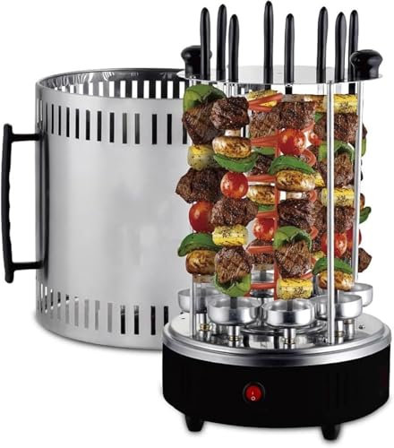 LoJax Macchina per Kebab Girarrosto Verticale Macchina per Griglia Rotante con Gyros di Pollo Elettrico con 12 Forchette, Macchina per Barbecue da Interno Senza Fumo per Kebab, Spiedini E Arrosti