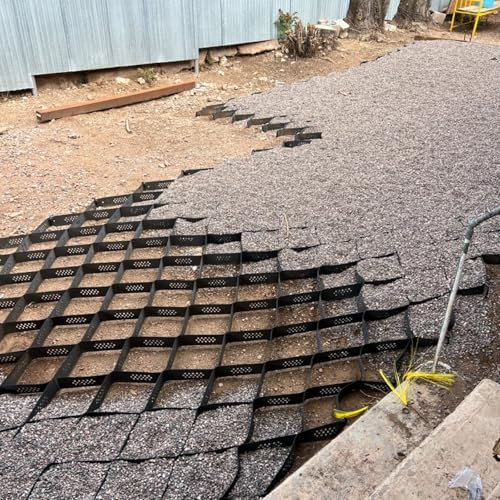 Kiesgitter Kiesmatten Kieswaben HDPE-Gitterpflastersteine ​​aus Erbsenkies Für Parkflächen, Wabenförmige, Durchlässige Stabilisierungsmatte Für Den Ausdehnungsboden Mit Abflussloch Zur Verstärkung(3m