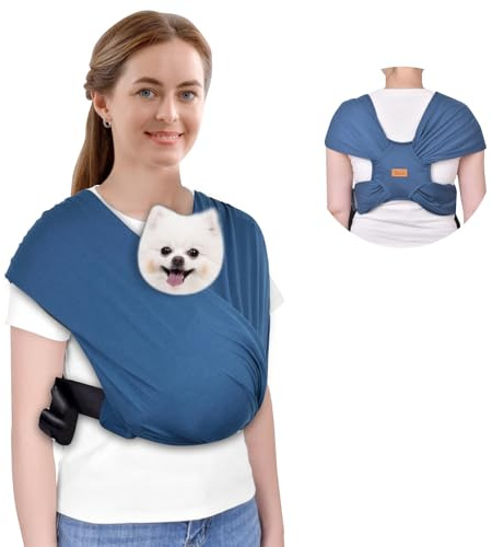 CUBY Hundetragetasche, Sommer Tragetasche Nach vorne Gerichteter Rucksackträger Schulter zur Reduzierung von Rückenschmerzen, Freihändiges und Verstellbares Welpen-Tragetuch 10LBS (Dunkelblau)