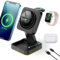 4-in-1 Wireless Charging Station with 15W Fast Charge, Foldable Magnetic Design for Phone/Smartwatch/Earbuds, Type-C Port & Overnight Safety Protection