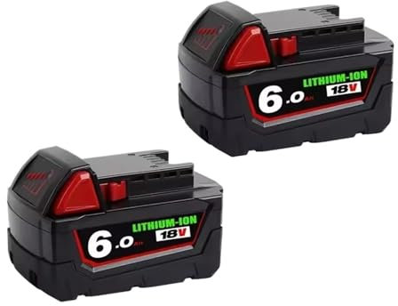 Batterie Lithium-ION 18 V Compatible avec Milwaukee M18 M18B6 18 V XC 12 Ah 6 Ah 48-11-1860 / Chargeur(V6 12800MAH)