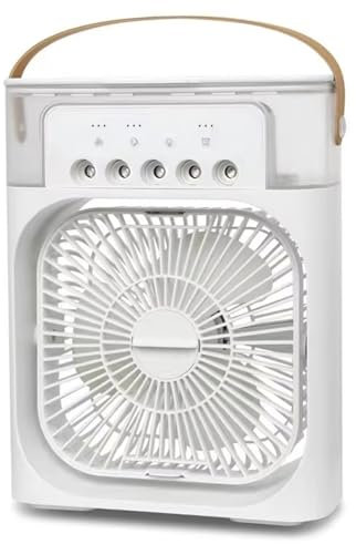 Condizionatore d'Aria Portatile 5-in-1 – Raffreddamento, Umidificazione, Aromaterapia, Luce Notturna, Ventilazione; Serbatoio 600 ml, Testa Rotante 180°, 26×21 cm, USB | FRIOZA