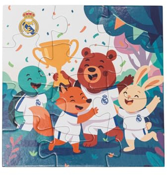 Miniland 12-teiliges Puzzle von Real Madrid, erstes Puzzle mit Illustrationen, inspiriert von Erfolgen des Clubs, für Jungen und Mädchen ab 2 Jahren, ideal zur Förderung der Koordination und des