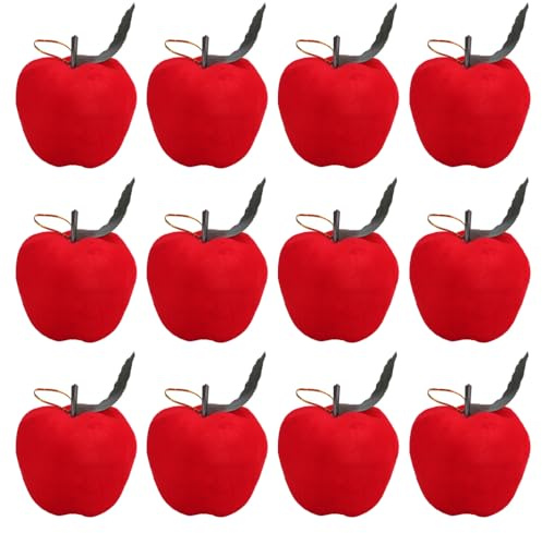 Red Apples Ornament, 12PCS 3D Christmas Tree Pendants Party Decorations with Loop for Christmas Holiday Classroom Home