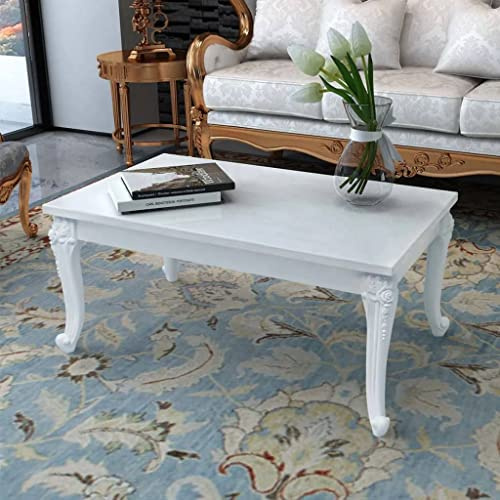 HUAKEHOM Couchtisch Wohnzimmertisch Kaffeetisch Tisch 100x60x42 cm Hochglanz-Weiß