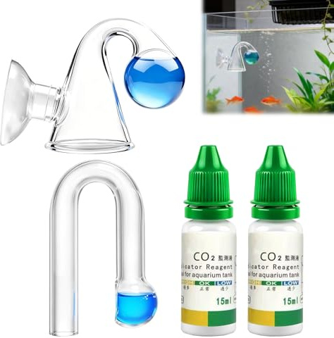 Daozhogo 2 Stück CO2 Dauertest Aquarium, CO2 Test Aquarium mit 15 ml Indikatorlösung und Titrationsdetektor für Präzise Überwachung Süßwasseraquarien