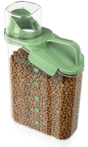 FengFution 2.8L Dog Food Storage Container, Cat Food Containers for Dry Foods, Airtight Pet Food Containers, Portable Dog Treat Storage Box for Dry Feed(Green)