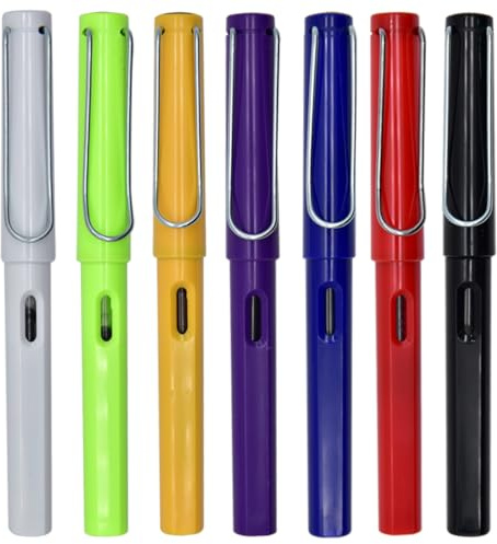 Ranvi 14PCS Fountain Pen Set Fine Nib with Converter Set(White,Green,Yellow,Purple,Blue,Red,Black)