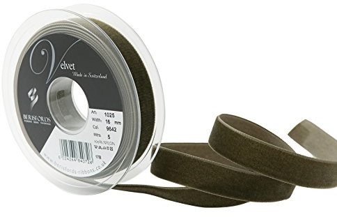 Berisfords Velvet Ribbon Loden Green 21mm x 10m - Nylon Craft Ribbon for Sewing, Gift Wrapping and Hair Accessories