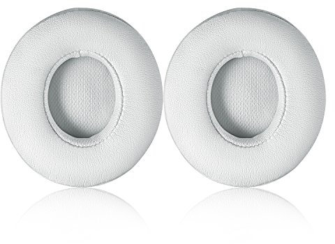 Solo 2/3 Wireless Earpads - JECOBB Replacement Ear Cushion Pads with Protein Leather and Memory Foam for Beats Solo 2.0/3.0 Wireless On Ear Headphones ONLY (White)