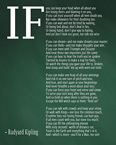 IF Poem Art Print IF Poem by Rudyard Kipling Art Print IF Poster If Poem Poster If Poem Print If Poem Wall Art If you can If by Kipling Poem (13cm x 18cm, Green Chalkboard)