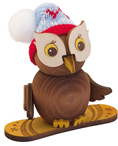 Kuhnert - Dekoration/Holzfigur - Mini Eule Snowboarder - ca. 7cm - Made in Germany