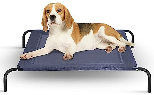 COSTWAY Hundebett Metall Sommer, Hundeliege Garten, Haustier Liegeplatz draußen, Hundesofa Schlafplatz Outdoor, Haustierbett Hund belastbar bis 50kg, Katzenliege Katzenbett (110x80x18CM)