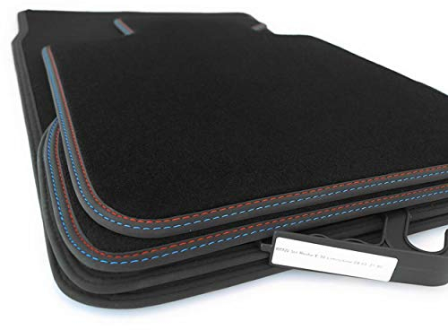 kh Teile Fußmatten M-Edition Doppelnaht Rot/Blau, Premium Velours Tuning Zubehör Autoteppich