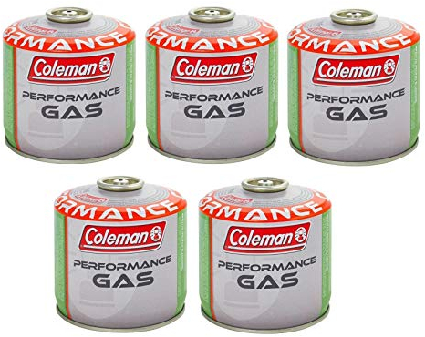 Prime 5 Stück - Gaskartusche Coleman C300 Performance mit Gewinde mit 240 g Gas (Mix Butan/Propan) für alle Coleman Produkte mit Schraubverbindung