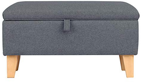 Warmiehomy Ottoman Storage Square Footstool With Straight Wood Legs - Linen Pouffe Chair Multifunction Children Toy Box Stool