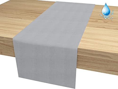 ALOHA Tischläufer Tischband für Esstisch für Hochzeit hochwertiger Tischdekoration Farbe und Größe wählbar (Wasserdicht Grau / rechteckig / 40cm x 250cm)