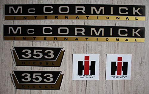 IHC MC CORMICK Aufkleber 353 Gold Traktor Emblem Sticker Label Set
