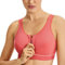 SYROKAN Damen Sport BH Starker Halt - Vorderverschluss Ohne Bügel Und Einlagen für Nach Brust OP Fitness Lauf Yoga Honigtau Melone Pink 90F