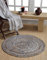 Second Nature Online Jeannie Kleiner geflochtener Jute- und Denim-Teppich, rund, 60 cm Durchmesser