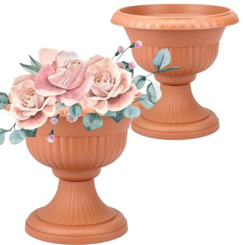 GarPet Blumentopf mit Ständer Blumensäule Standfuß Pflanztopf Grabvase Blumenständer Terracotta