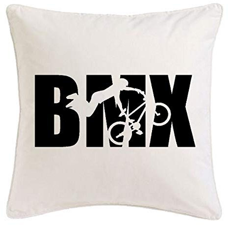 Reifen-Markt Kissenbezug 40x40cm BMX Racing - Fahrrad - CROSSRAD - BMX Helm - BMX Meisterschaft aus Mikrofaser in Weiß