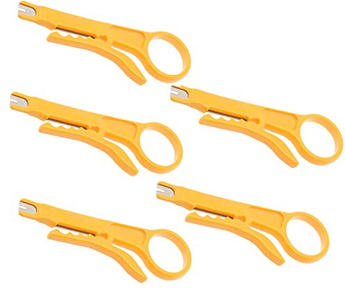 5 PCS IDC Insertion Tool Wire Stripper Punch Down UTP Cable Cutter Stripper Tool, Yellow
