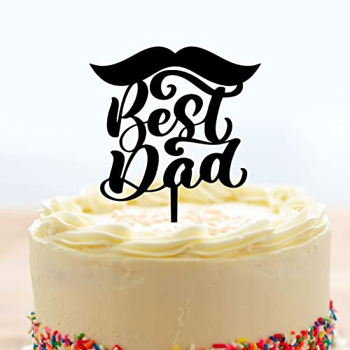 Happy Father's Day Cake Toppers Acrylic Black Cake Toppers Best Dad Schnurrbart Bart Kuchendekoration Topper Vatertagsgeschenk Vatertag Geburtstag Kuchen Dekoration Papa Party Supplies