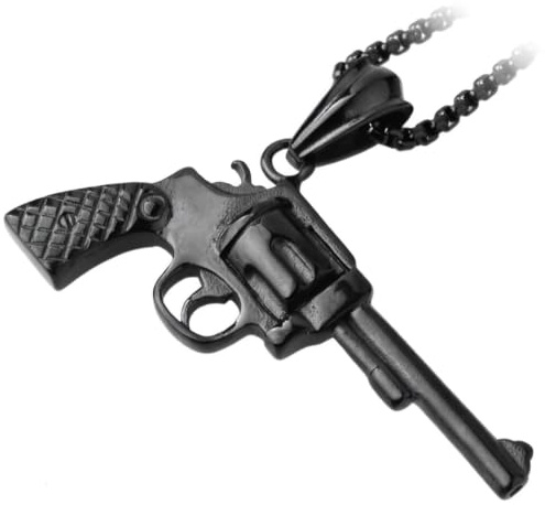 HCMA Gold Schwarz Modell Revolver Gun Herren Halsketten Anhänger Punk für Freund Titan Stahl Hip Hop Rock Schmuck Kreativität Geschenk