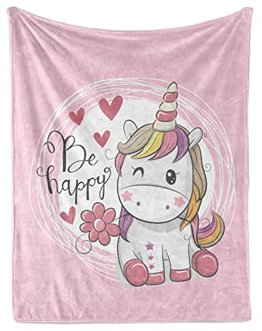 FEELJAM Einhorn Decke kuscheldecke pinkes, Flanell Weich Fleecedecke für Mädchen, Flannel Fleece Blanket, Kinder kuscheldecke, Sofadecke, Wohndecke, mikrofaser Couchdecke (Rosa, 150 * 200)