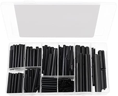 Create idea Spannstifte mit Schlitzen Geschlitzte Federstifte Geteilte Federdübel, Manganstahl, Gemischte Größen, M1,5, M2, M2,5, M3, M4, M5, M6, M8, Schwarz mit Box