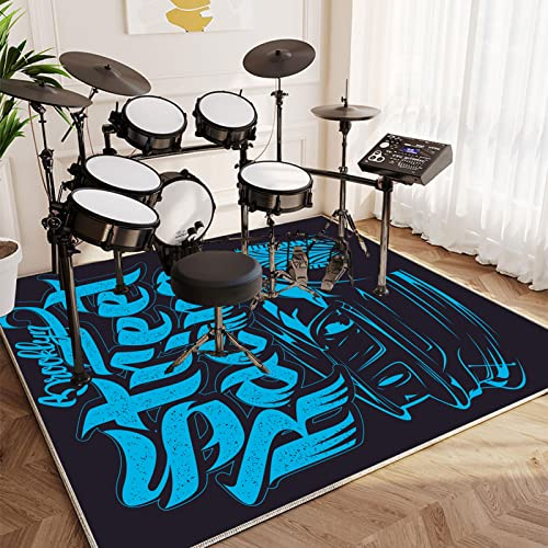 Drum-Teppich Schlagzeugteppich Schallschutz Teppich rutschfeste Teppiche Trommel Matte für E Drum Schlagzeug Elektronisch Snare Teppich Snare Drum Musikinstrumente Drum Matte 120CM x 80CM