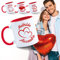 GRAVURE CONCEPT Mug Céramique Coeur & Prénoms -Mug Personnalisable 350mL - Idée Cadeau Saint Valentin (Rouge, Love Model 2)