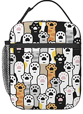 YINGD Fiambrera térmica con diseño de gato y gatito para mujeres y hombres, bolsa de almuerzo térmica, bolsa de refrigeración de trabajo