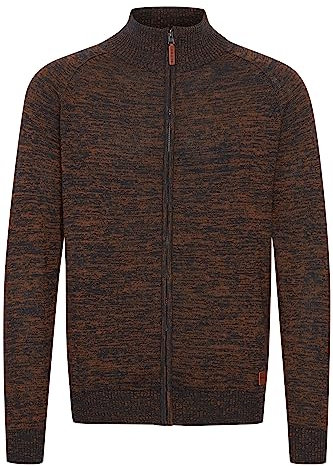 Blend BHDaniri Herren Strickjacke Cardigan Feinstrick mit Stehkragen Reißverschluss Rippbündchen Baumwollmischung Regular fit, Größe:2XL, Farbe:Burned Orange (73823)