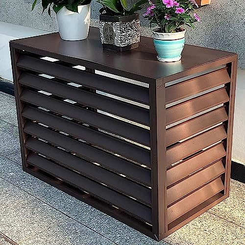 Copertura AC In Alluminio Copri Motore Condizionatore Esterno,Mobile Copri Condizionatore,Schermo Per La Privacy Recinzione Per Pattumiera,Marrone,100X50X70CM