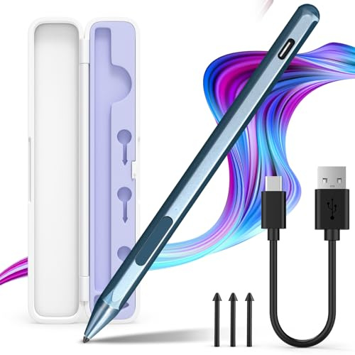 SSS·GRGB Stift für Surface Pro 12–3/X, Go 3–1, Book/Laptop, USB-C, Blau | 4096 Druckstufen, Palm Rejection, Neigungsfunktion, magnetisch, Aufbewahrungsbox, Radierer, Rechtsklick, 80 Std. Laufzeit
