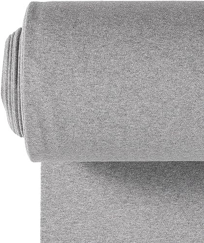 Bündchenstoff Meterware | Uni Jersey | Oeko-Tex Schlauchware glatt 70 cm breit | 38 Farben 0,5m (hell grau meliert)
