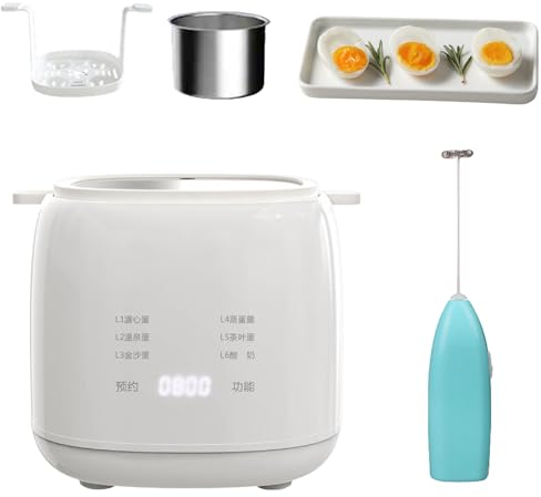 2024 New Fully Automatic Smart Egg Cooker, Rapid Egg Cooker, Electric Egg Boiler Machine, Mini Egg Cooker for Steamed, for Steamed, Hard Boiled, Soft Boiled Eggs and Onsen Tamago(Pottery White)