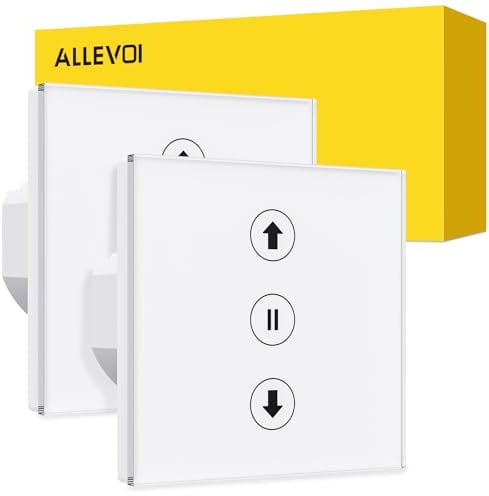 ALLEVOI Smart Rolladenschalter, Wlan Rolladen Zeitschaltuhr, Kompatibel mit Alexa/Google Home/Smart Life, Wifi Jalousien Rolladensteuerung Benötigt Nullleiter