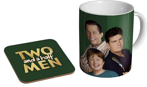 glades Two and a Half Men – Keramik-Kaffeetasse + Untersetzer, Geschenk-Set