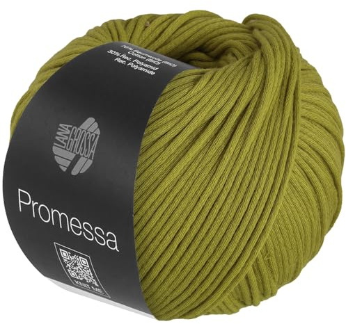 LANA GROSSA Promessa | Weich gefülltes Schlauchgarn aus Bio-Baumwolle und Polyamid | Handstrickgarn aus 70% Bio-Baumwolle & 30% Polyamid | 50g Wolle zum Stricken & Häkeln | 125m Garn FB10