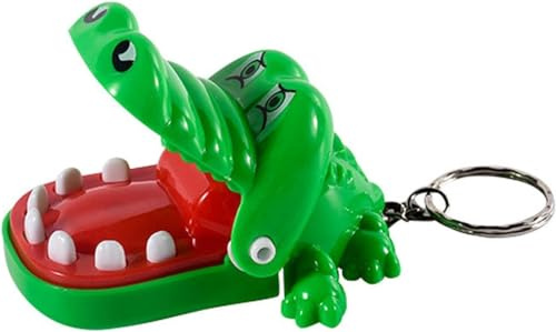 Enyolidimk Grünes Krokodilzahn-Spielzeug, klassisches Krokodil, krokodil beißende Finger, Zahnarzt-Spiele, lustige Alligator-Zähne, Dekompressions-Schlüsselanhänger, Auto-Schlüsselanhänger, grün, 1